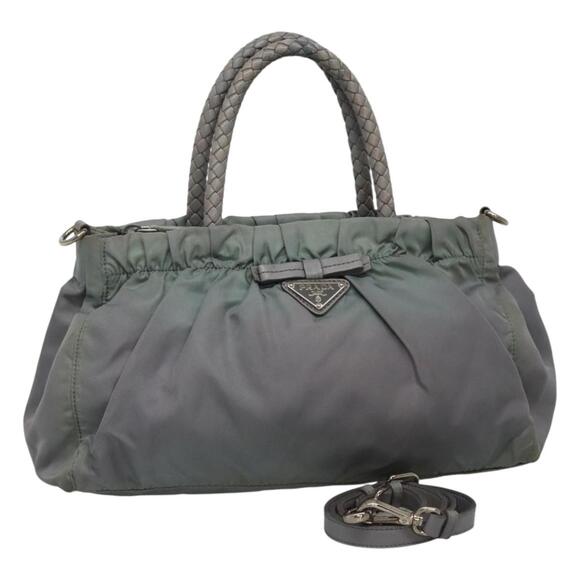 PRADA Hand Bag Nylon Gray - Picture 1 of 13